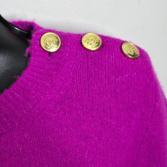 J. Crew Crewneck Sweater Size XS Shoulder Buttons Merino Wool Alpaca AU196 - Picture 3 of 6